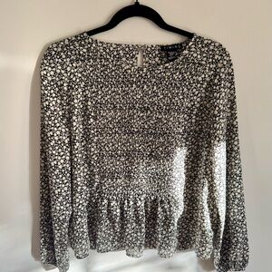 Vintage 90s Timing Black and White Ditzy Floral Women's Top